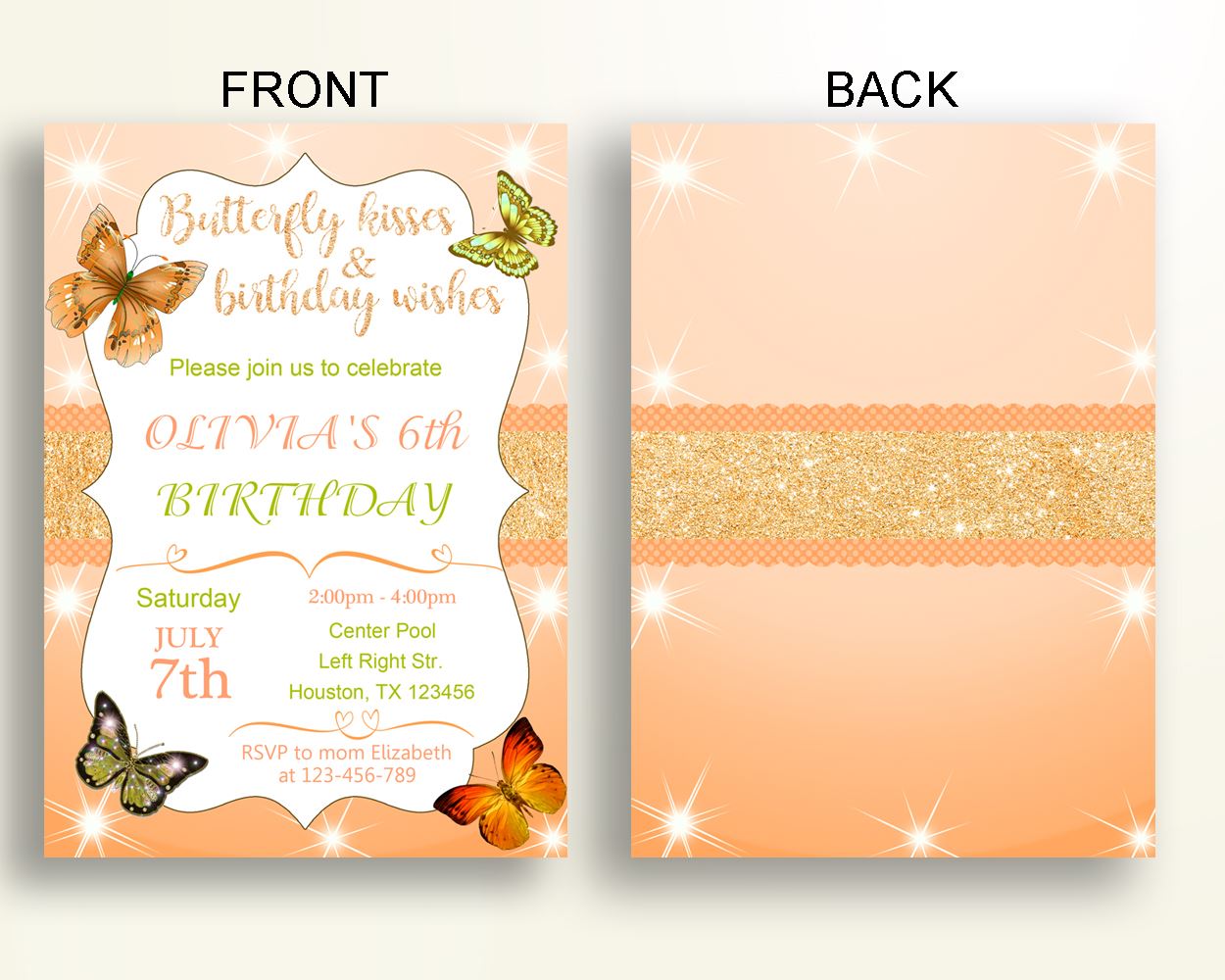 Butterfly Birthday Invitation Butterfly Birthday Party Invitation Butterfly Birthday Party Butterfly Invitation Girl butterfly kisses MJ9H8 - Digital Product