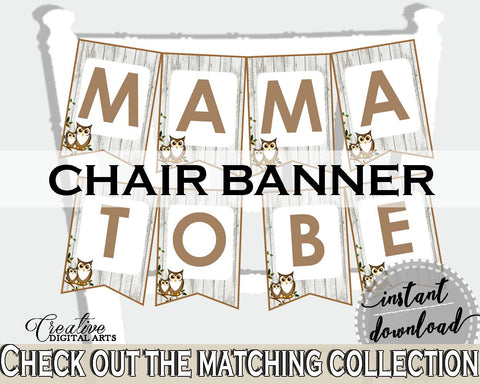 Chair Banner Baby Shower Chair Banner Owl Baby Shower Chair Banner Baby Shower Owl Chair Banner Gray Brown party decorations - 9PUAC - Digital Product