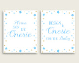 Blue Gold Please Sign The Onesie Sign and Design A Onesie Sign Printables, Stars Boy Baby Shower Decor, Instant Download, Most Popular bsr01