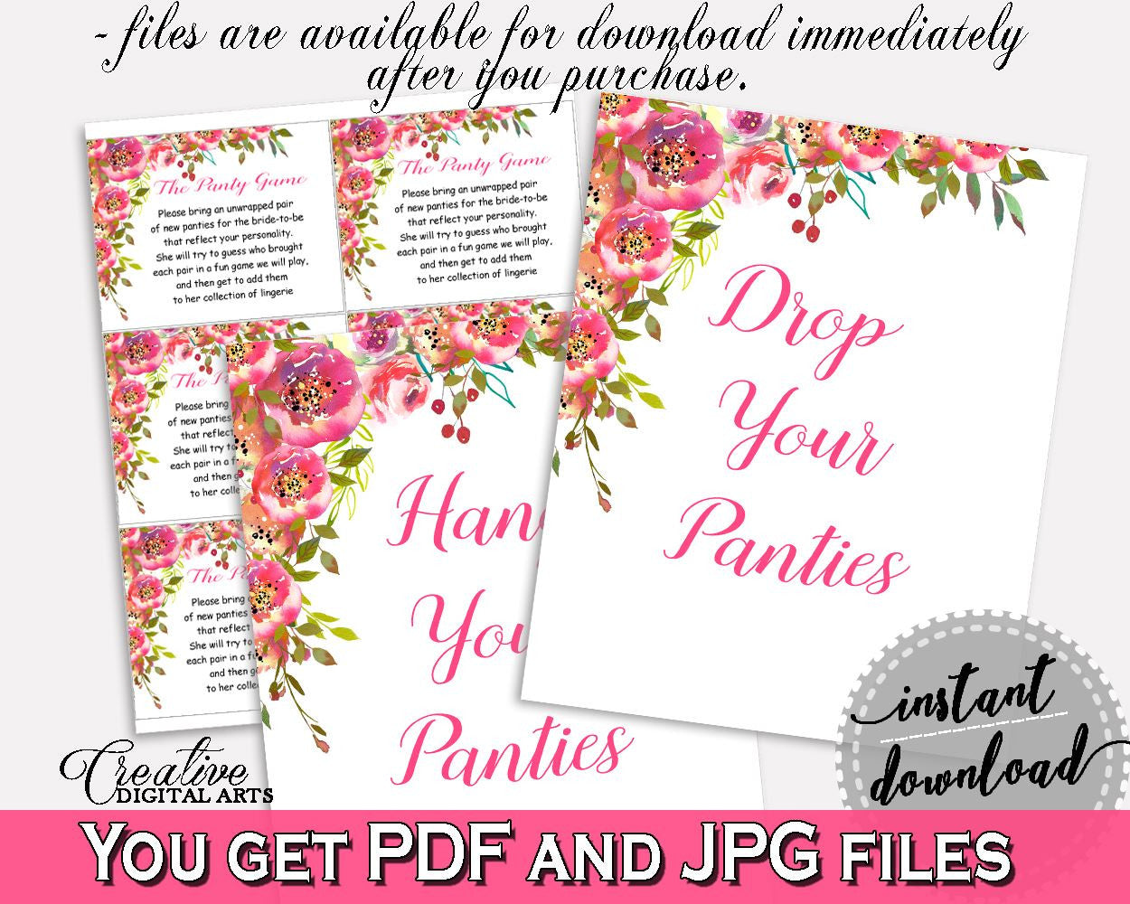 Drop Your Panties Bridal Shower Drop Your Panties Spring Flowers Bridal Shower Drop Your Panties Bridal Shower Spring Flowers Drop UY5IG - Digital Product