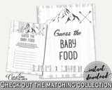 Baby Food Guessing Baby Shower Baby Food Guessing Adventure Mountain Baby Shower Baby Food Guessing Gray White Baby Shower Adventure S67CJ - Digital Product