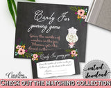 Chalkboard Flowers Bridal Shower Candy Guessing Game in Black And Pink, prediction games, chalkboard bridal, pdf jpg, printables - RBZRX - Digital Product