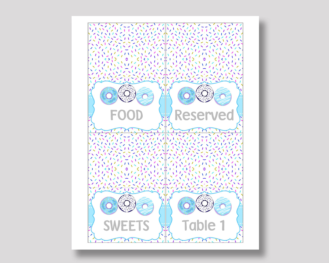 Donut Food Tent Blue White Tent Cards Donut Food Table Labels Donut Foldable Food Tent Boy 4X9CJ