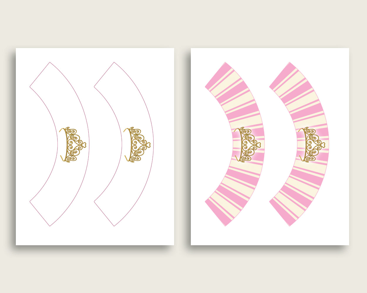 Royal Princess Cupcake Toppers, Pink Gold Cupcake Wrappers, Toppers Wrappers Baby Shower Girl, Instant Download, Glamorous rp002