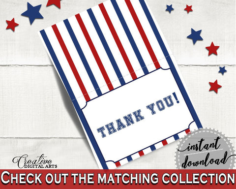 Thank You Card Baby Shower Thank You Card Baseball Baby Shower Thank You Card Baby Shower Baseball Thank You Card Blue Red printable - YKN4H - Digital Product