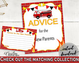 Advice Cards Baby Shower Advice Cards Fireman Baby Shower Advice Cards Red Yellow Baby Shower Fireman Advice Cards - LUWX6 - Digital Product