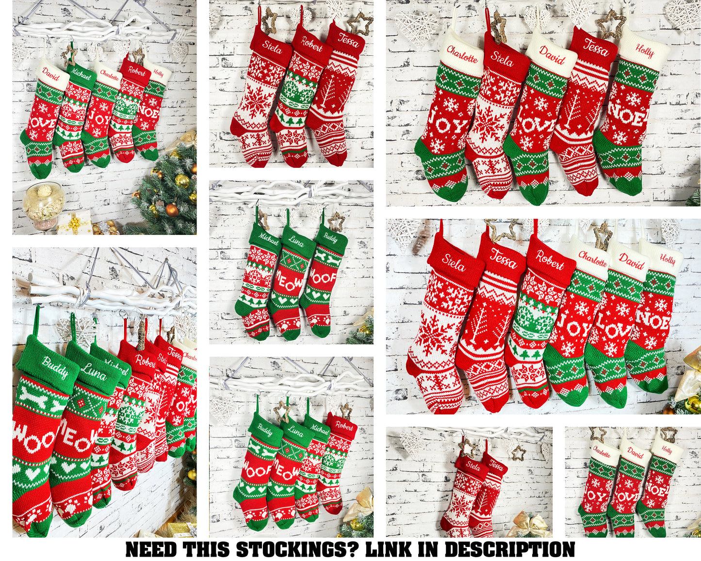 Embroidered Christmas Stocking, Knit Stockings, Personalized Christmas Stockings, Christmas Gift, Embroidered Custom Stockings, Cable Knit