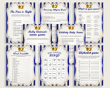 Royal Prince Baby Shower Games Printable Pack, Blue Gold Baby Shower Games Package Boy, Royal Prince Games Bundle Set, Instant rp001