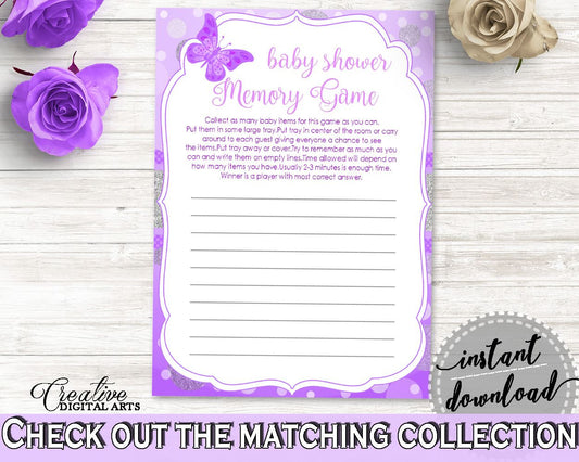 Memory Game Baby Shower Memory Game Butterfly Baby Shower Memory Game Baby Shower Butterfly Memory Game Purple Pink printables, party 7AANK - Digital Product