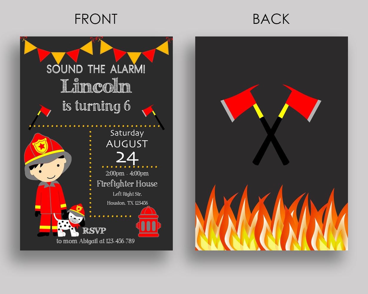 Fireman Birthday Invitation Fireman Birthday Party Invitation Fireman Birthday Party Fireman Invitation Boy firefighter, printable ONV5V - Digital Product