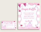 Pink Whale Baby Shower Diaper Raffle Tickets Game, Girl Pink White Diaper Raffle Card Insert and Sign Printable, Instant Download wbl02