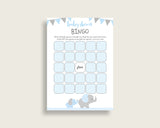 Elephant Baby Shower Bingo Cards Printable, Blue Grey Baby Shower Boy, 60 Prefilled Bingo Game Cards, Little Peanut Most Popular ebl02