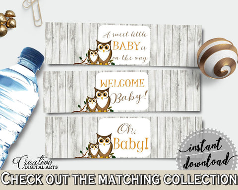 Bottle Labels Baby Shower Bottle Labels Owl Baby Shower Bottle Labels Baby Shower Owl Bottle Labels Gray Brown party organising - 9PUAC - Digital Product