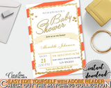Orange Baby Shower INVITATION editable Pdf with glitter gold printable orange theme, digital Jpg included, instant download - bs003