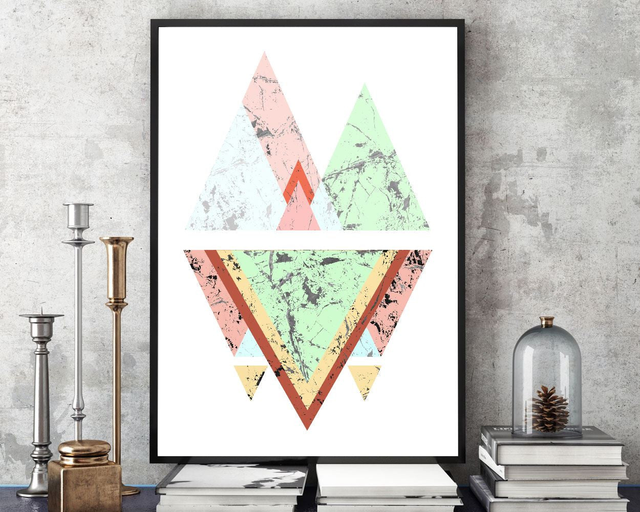 Pastel Prints Wall Art Triangle Digital Download Pastel Abstract Art Triangle Abstract Print Pastel Instant Download Triangle Frame And - Digital Download