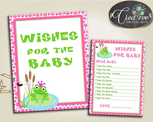 Baby Shower Dots Pink And Green Popular Sign Baby Well Wishes WISHES FOR BABY, Party Supplies, Paper Supplies - bsf01 - Digital Product