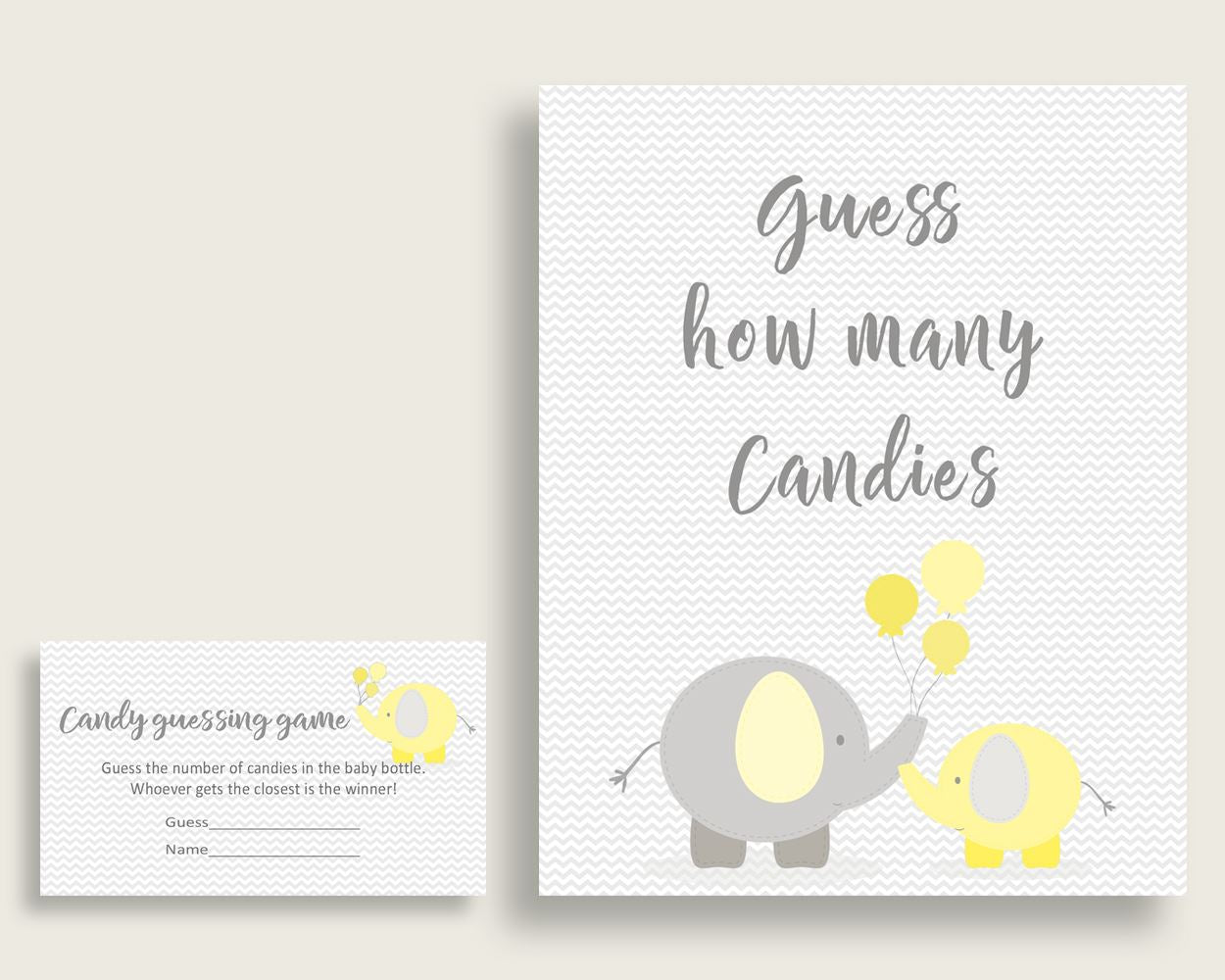 Candy Guessing Baby Shower Candy Guessing Yellow Baby Shower Candy Guessing Baby Shower Elephant Candy Guessing Yellow Gray prints W6ZPZ