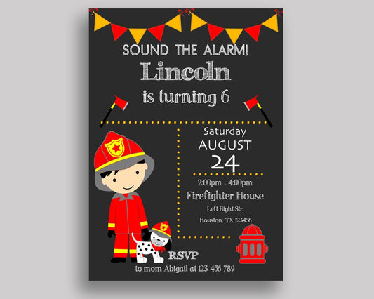 Fireman Birthday Invitation Fireman Birthday Party Invitation Fireman Birthday Party Fireman Invitation Boy firefighter, printable ONV5V - Digital Product