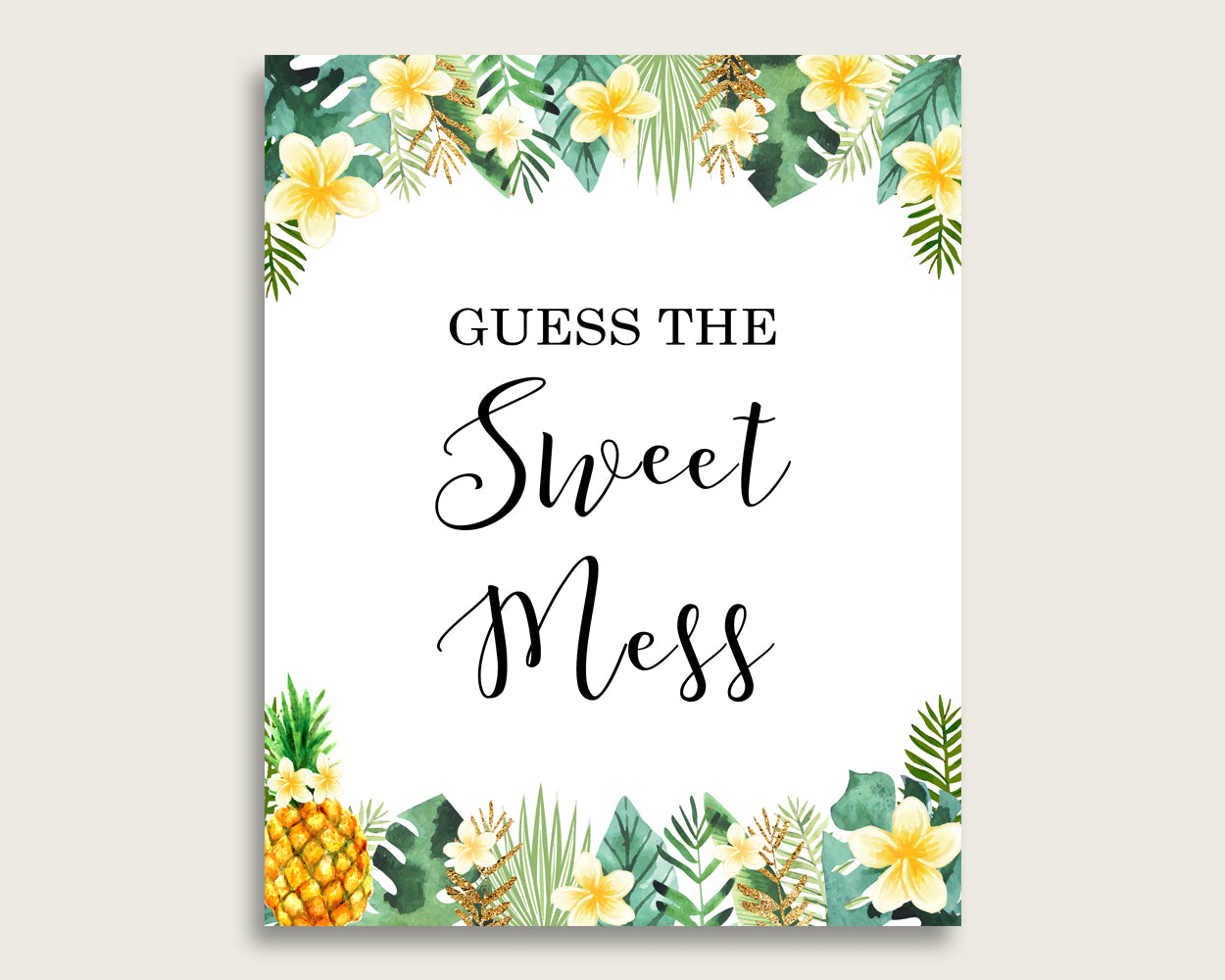 Tropical Guessing Game Baby Shower Gender Neutral, Green Yellow Guess The Sweet Mess Game Printable, Dirty Diaper Game, Instant 4N0VK