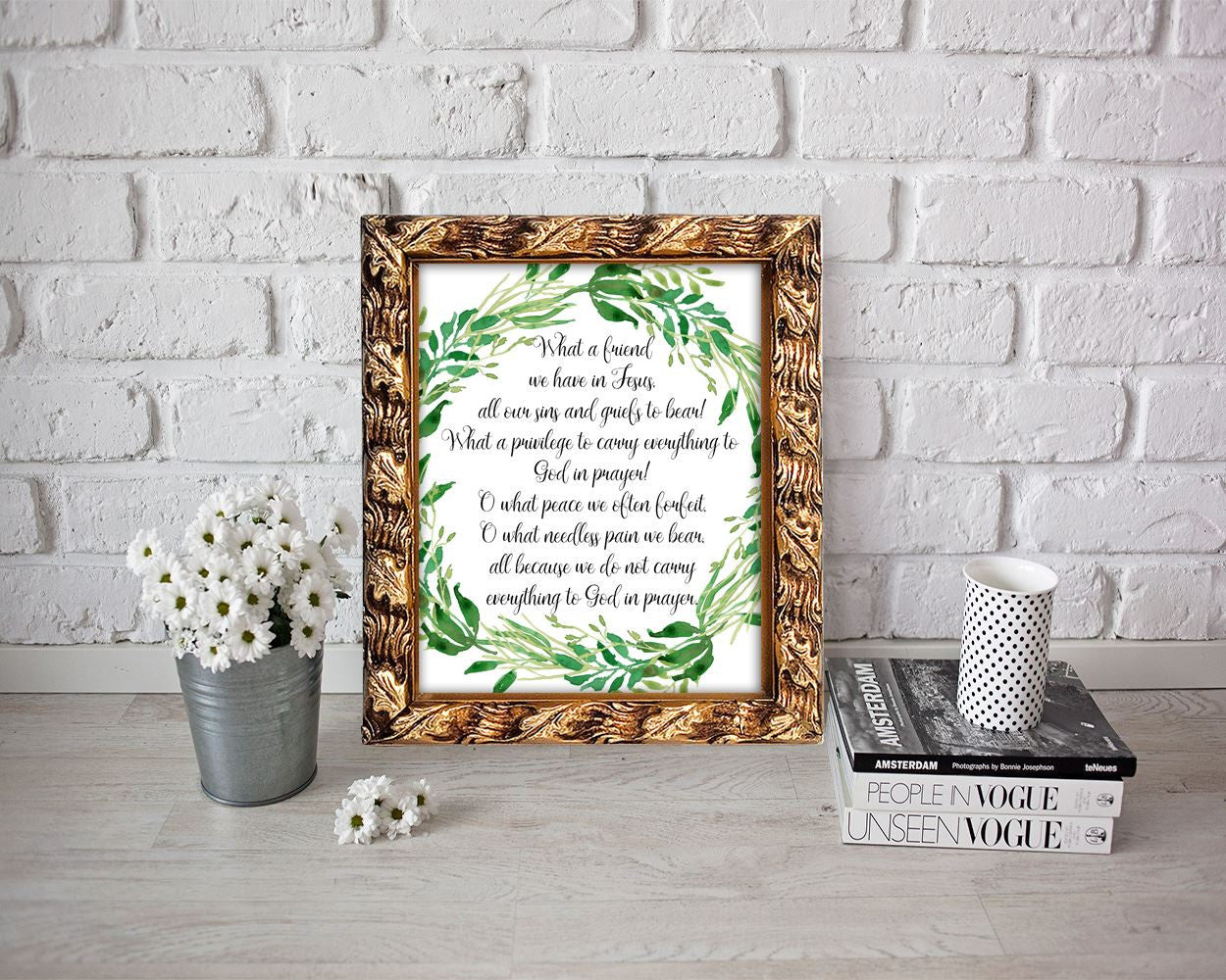 Wall Decor Jesus Printable Prayer Prints Jesus Sign Prayer  Printable Art Jesus wreath green watercolor leaves god quote jesus friend hymn - Digital Download