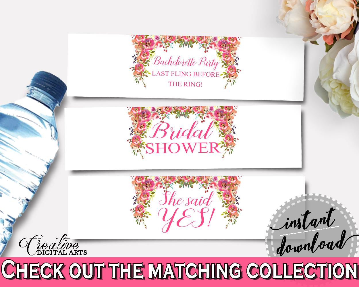 Bottle Labels Bridal Shower Bottle Labels Spring Flowers Bridal Shower Bottle Labels Bridal Shower Spring Flowers Bottle Labels Pink UY5IG - Digital Product