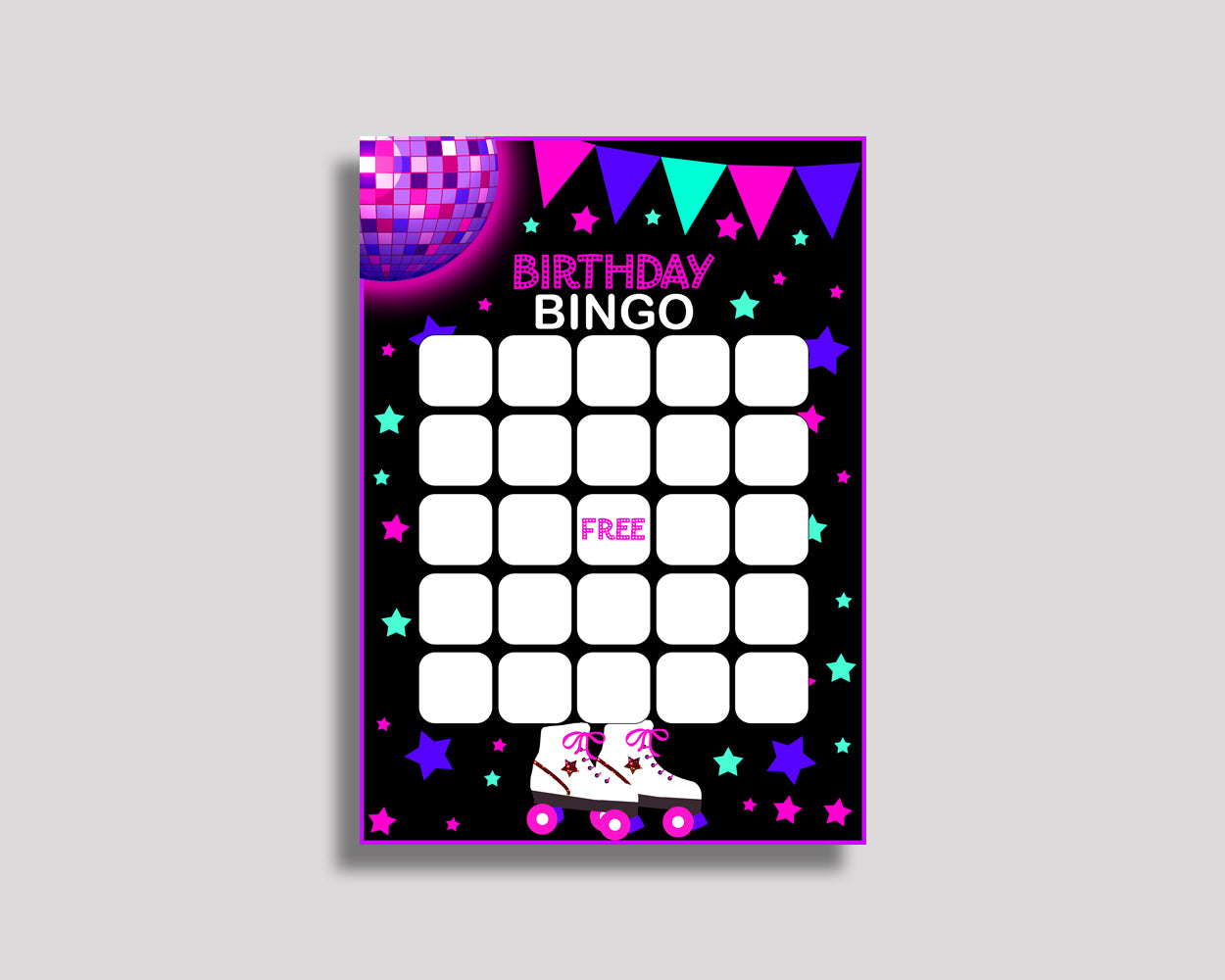 Roller Skates Bingo Cards Roller Skates Birthday Game Roller Skates Bingo Prefilled Pink Black Birthday Bingo Girl 8NAK7