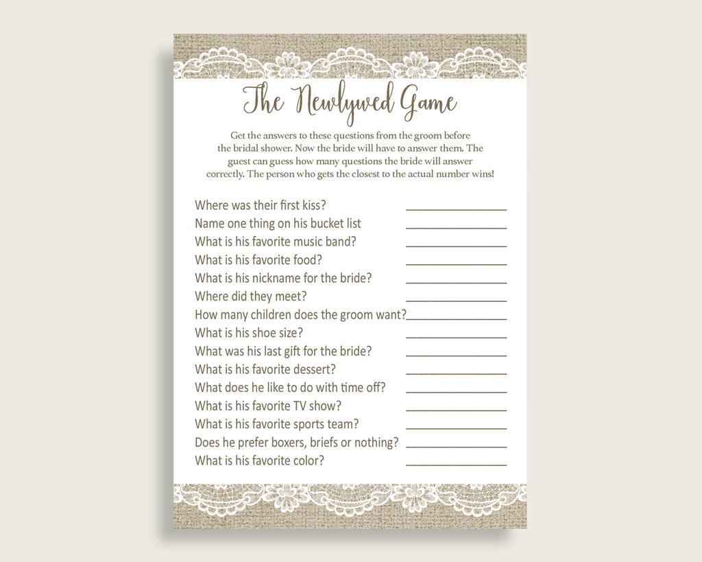 The Newlywed Game Bridal Shower The Newlywed Game Burlap And Lace Bridal Shower The Newlywed Game Bridal Shower Burlap And Lace The NR0BX