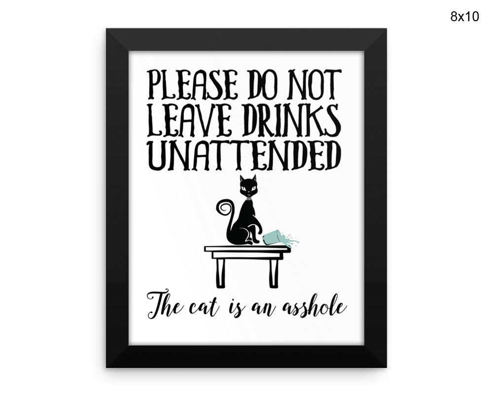 Asshole Cat Print, Beautiful Wall Art with Frame and Canvas options available Living Room Decor