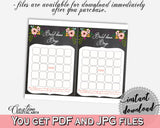 Bingo Gift Game in Chalkboard Flowers Bridal Shower Black And Pink Theme, bingo presents, black bridal shower, digital print, prints - RBZRX - Digital Product