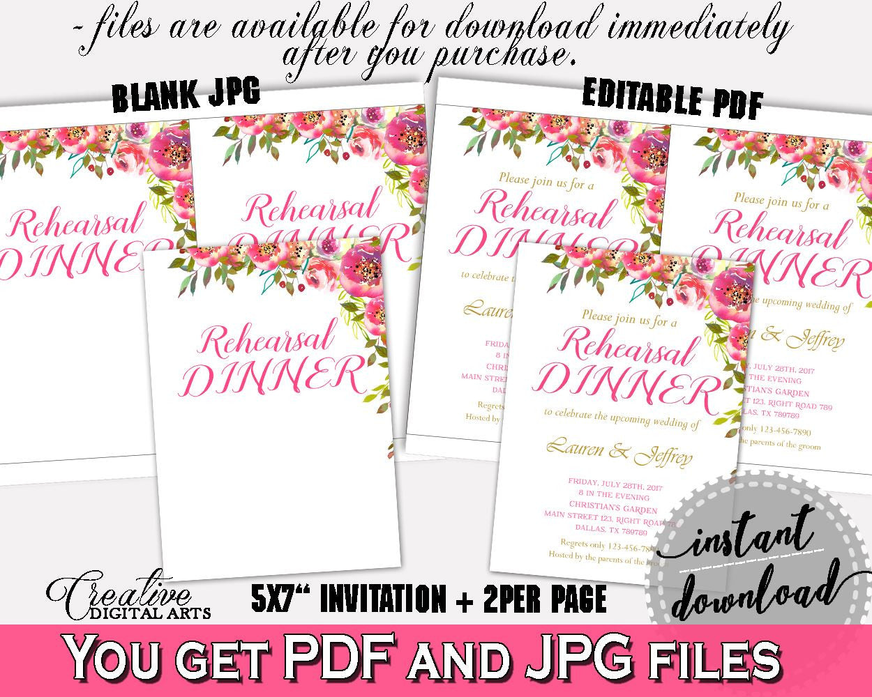 Rehearsal Dinner Invitation Bridal Shower Rehearsal Dinner Invitation Spring Flowers Bridal Shower Rehearsal Dinner Invitation Bridal UY5IG - Digital Product