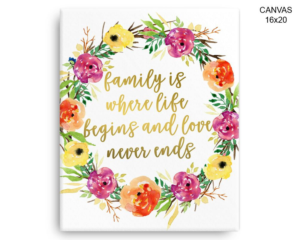 Family Print, Beautiful Wall Art with Frame and Canvas options available  Decor