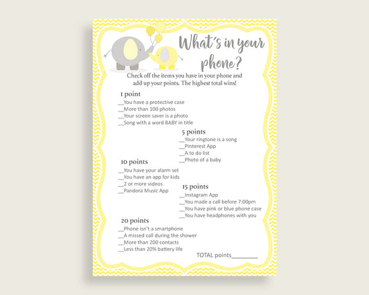 What's In Your Phone Baby Shower What's In Your Phone Yellow Baby Shower What's In Your Phone Baby Shower Elephant What's In Your W6ZPZ