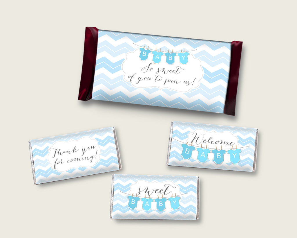 Chevron Hershey Candy Bar Wrapper Printable, Blue White Chocolate Bar Wrappers, Boy Shower Candy Labels, Instant Download, Light Blue cbl01