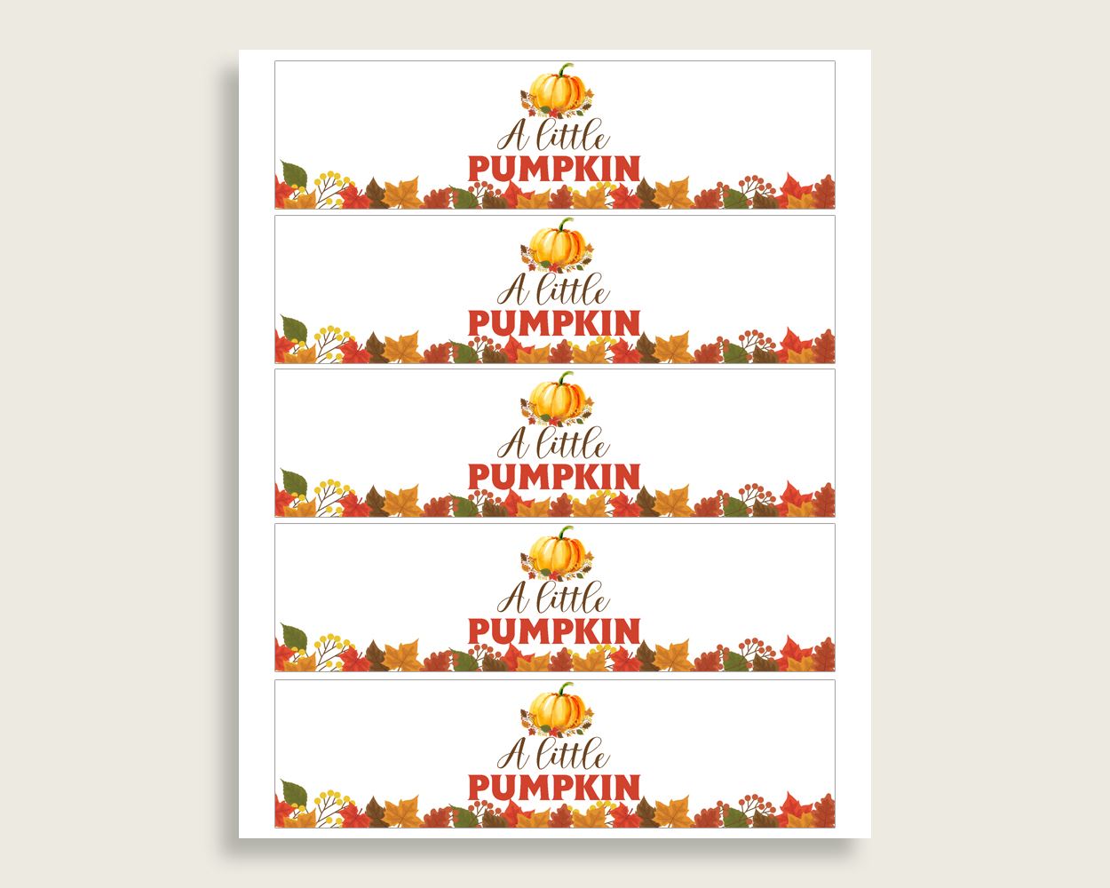 Bottle Labels Baby Shower Bottle Labels Fall Baby Shower Bottle Labels Baby Shower Pumpkin Bottle Labels Orange Brown party ideas BPK3D - Digital Product