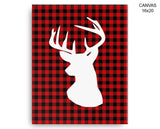 Plaid Deer Print, Beautiful Wall Art with Frame and Canvas options available Home Decor