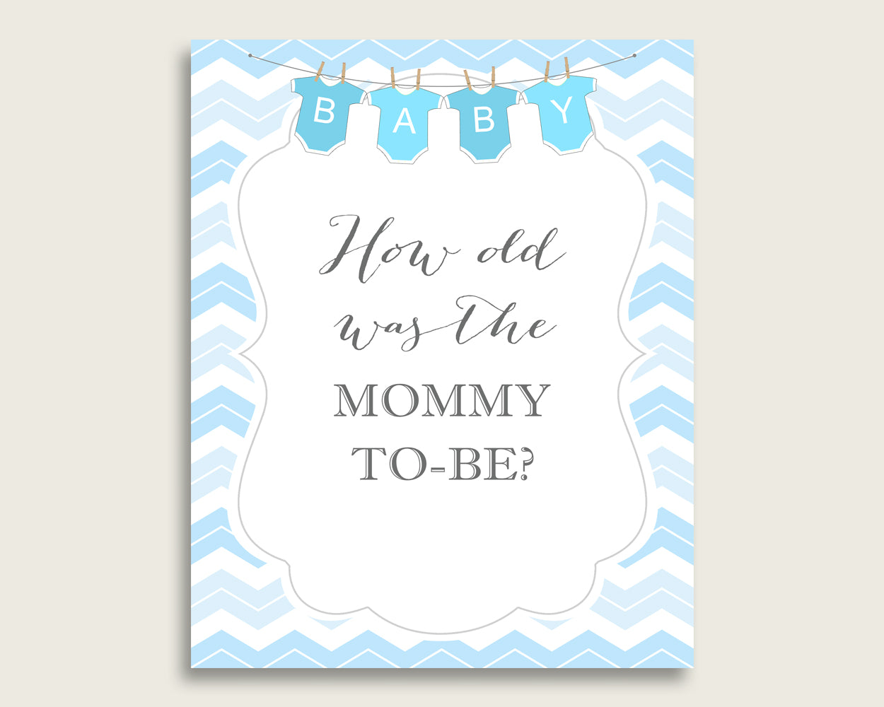 Blue White How Old Was The Mommy To Be, Boy Baby Shower Game Printable, Chevron Guess Mommy's Age Game, Instant Download, Stripy Lines cbl01