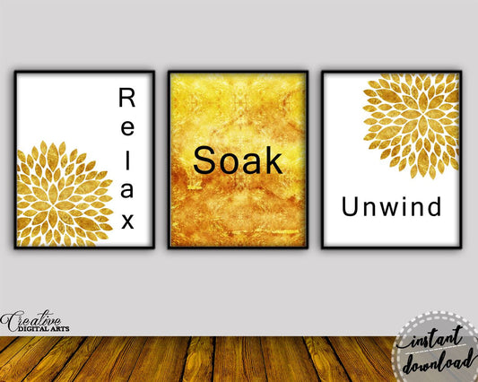 Relax Prints Wall Art Bathroom Digital Download Relax Bathroom Art Bathroom Bathroom Print Relax Instant Download Bathroom Frame And Canvas - Digital Download