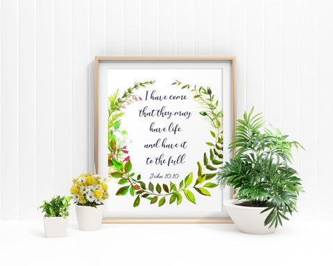 Wall Decor Quote Printable John Prints Quote Sign John  Printable Art Quote John 10 10 Floral Scripture Quote - Digital Download