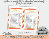 CELEBRITY BABY NAMES baby shower game with glitter gold and orange stripes theme, digital files, Jpg Pdf, instant download - bs003