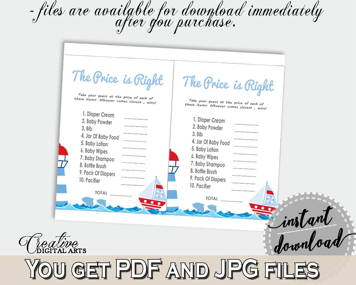 Price Is Right Baby Shower Price Is Right Nautical Baby Shower Price Is Right Baby Shower Nautical Price Is Right Blue Red prints - DHTQT - Digital Product