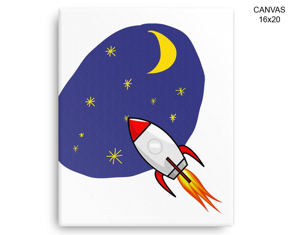 Rocket Space Print, Beautiful Wall Art with Frame and Canvas options available Nursery Decor