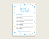 Blue Gold Wishes For Baby Cards & Sign, Stars Baby Shower Boy Well Wishes Game Printable, Instant Download, Most Popular Little Star bsr01