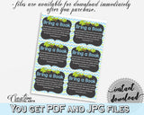 Baby shower BRING A BOOK insert cards printable for baby shower with green alligator and blue color theme, instant download - ap002