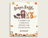 Woodland Baby Shower Diaper Raffle Tickets Game, Gender Neutral Brown Beige Diaper Raffle Card Insert and Sign Printable, Instant w0001