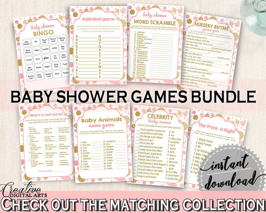 Pink Gold Games Package, Baby Shower Games Package, Dots Baby Shower Games Package, Baby Shower Dots Games Package digital download - RUK83 - Digital Product