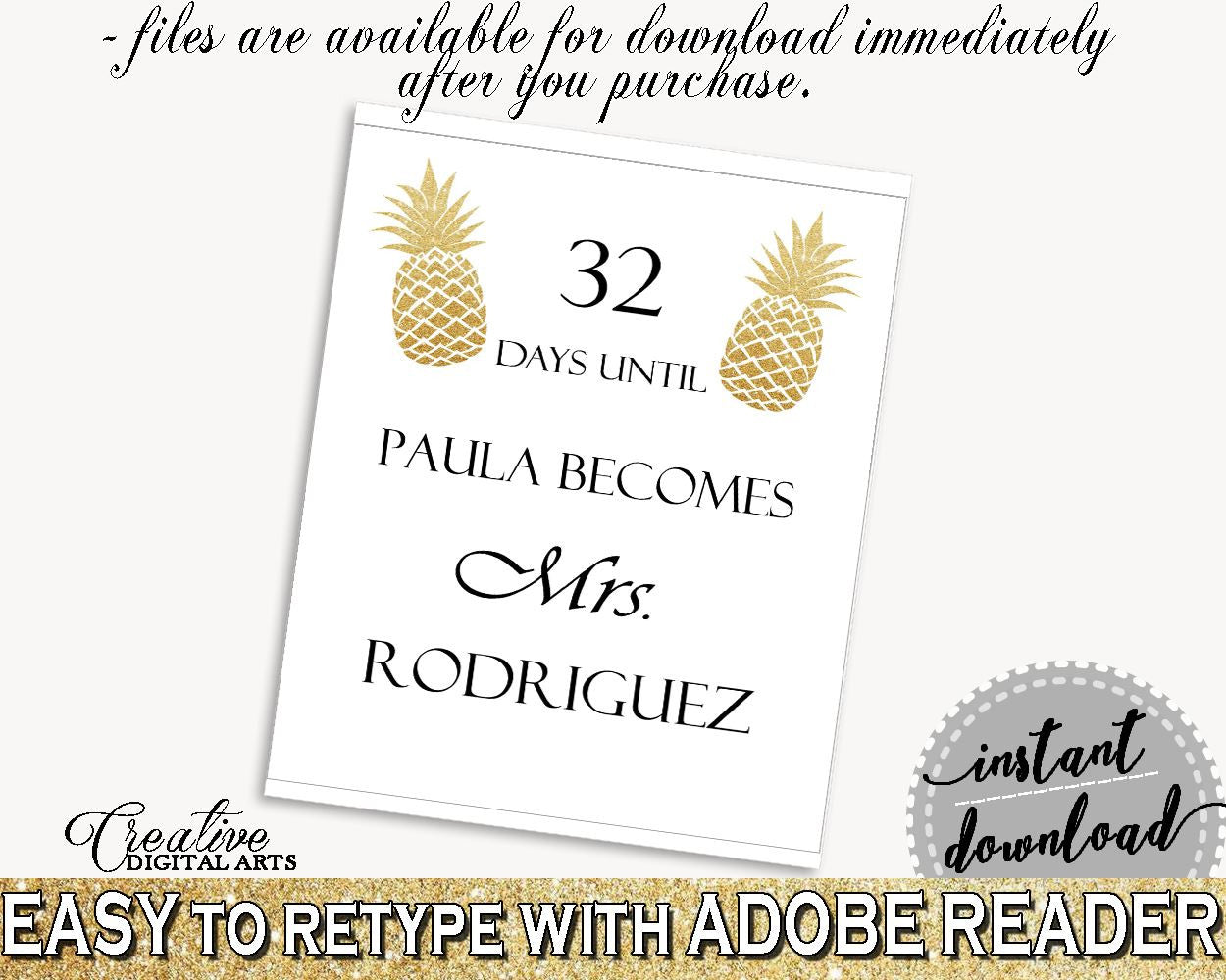 Days Until Becomes Bridal Shower Days Until Becomes Pineapple Bridal Shower Days Until Becomes Bridal Shower Pineapple Days Until 86GZU - Digital Product