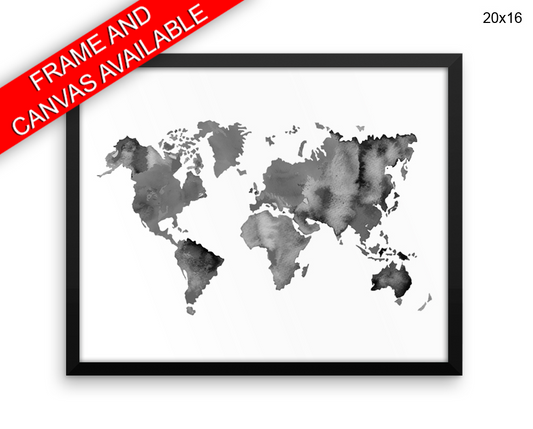 World Map Print, Beautiful Wall Art with Frame and Canvas options available  Decor