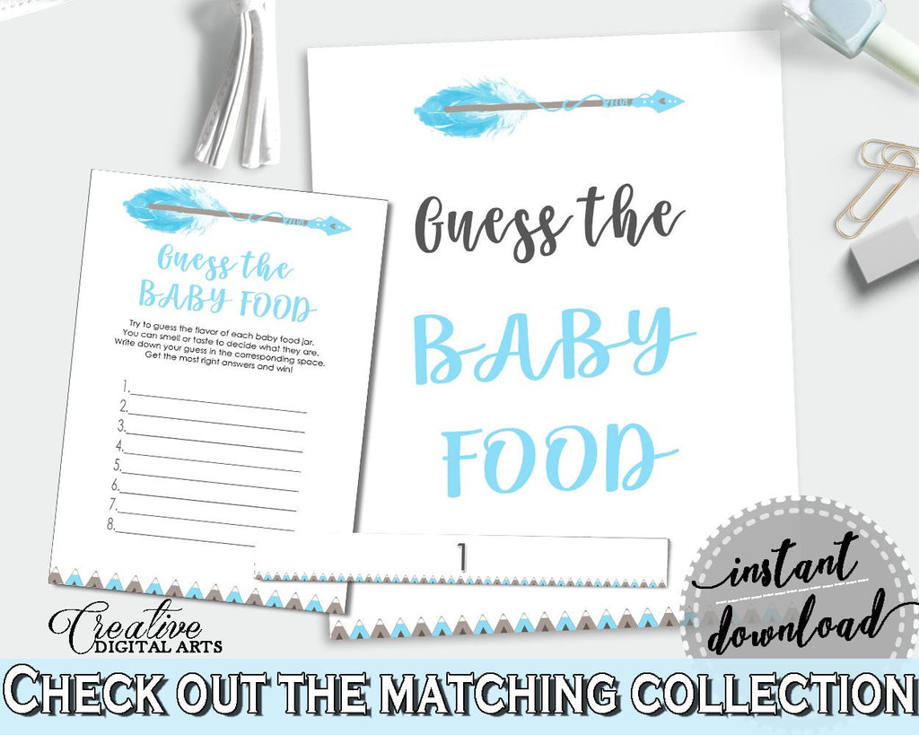 Baby Food Guessing Baby Shower Baby Food Guessing Aztec Baby Shower Baby Food Guessing Blue White Baby Shower Aztec Baby Food QAQ18 - Digital Product