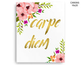 Carpe Diem Print, Beautiful Wall Art with Frame and Canvas options available Motivation Decor