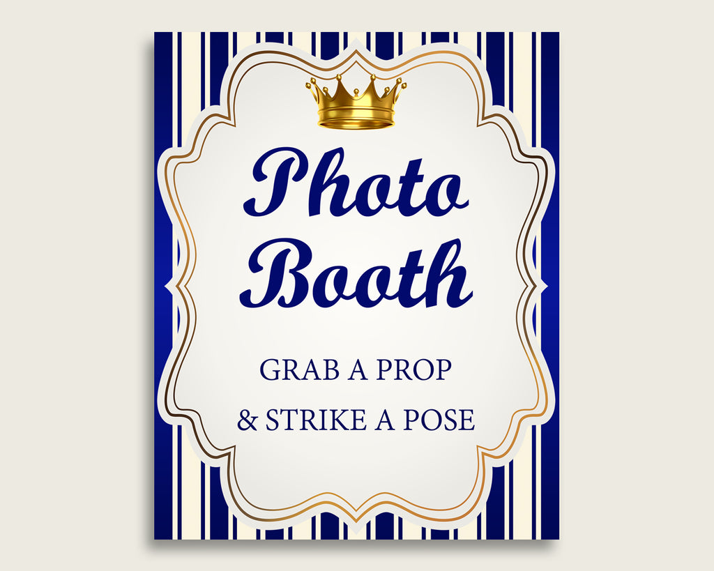 Royal Prince Photobooth Sign Printable, Boy Baby Shower Blue Gold Photo Booth, Royal Prince Selfie Station Sign, 8x10 16x20, Instant rp001